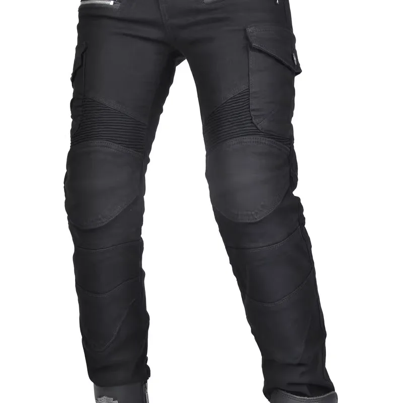 New Motocross Trousers Double Zipper Metal Style Moto Men For Woman Outdoor Riding Jeans With Protective Gear Motorcycle Pants