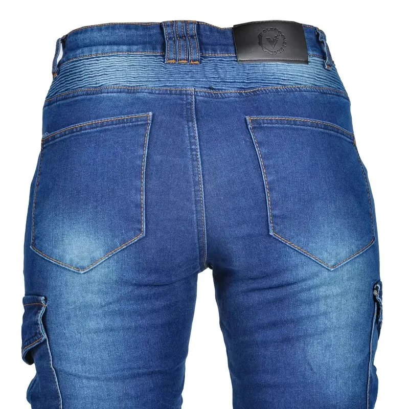 New Motocross Trousers Double Zipper Metal Style Moto Men For Woman Outdoor Riding Jeans With Protective Gear Motorcycle Pants