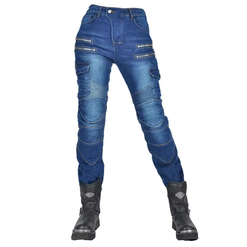 New Motocross Trousers Double Zipper Metal Style Moto Men For Woman Outdoor Riding Jeans With Protective Gear Motorcycle Pants