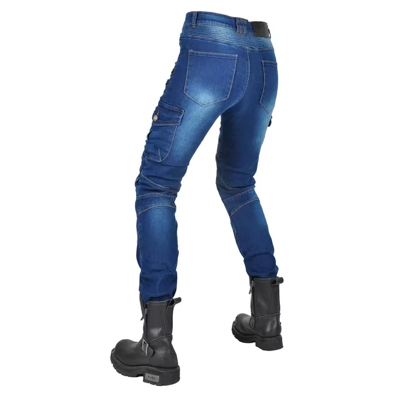 New Motocross Trousers Double Zipper Metal Style Moto Men For Woman Outdoor Riding Jeans With Protective Gear Motorcycle Pants