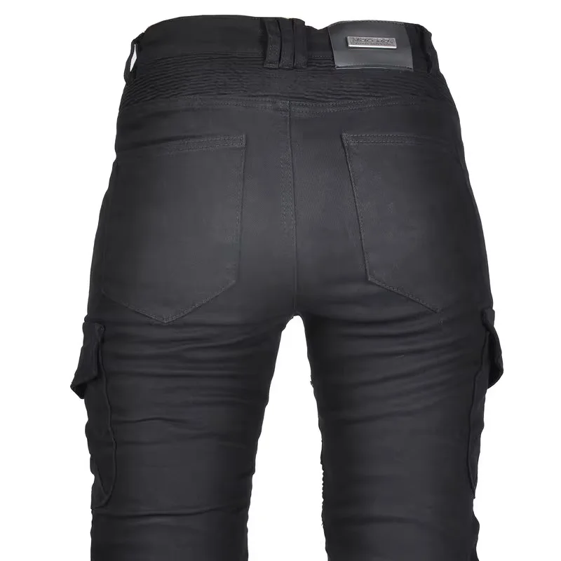 New Motocross Trousers Double Zipper Metal Style Moto Men For Woman Outdoor Riding Jeans With Protective Gear Motorcycle Pants