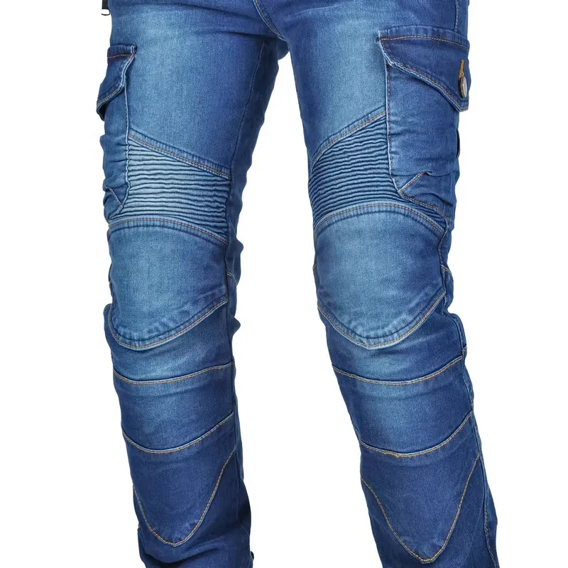 New Motocross Trousers Double Zipper Metal Style Moto Men For Woman Outdoor Riding Jeans With Protective Gear Motorcycle Pants