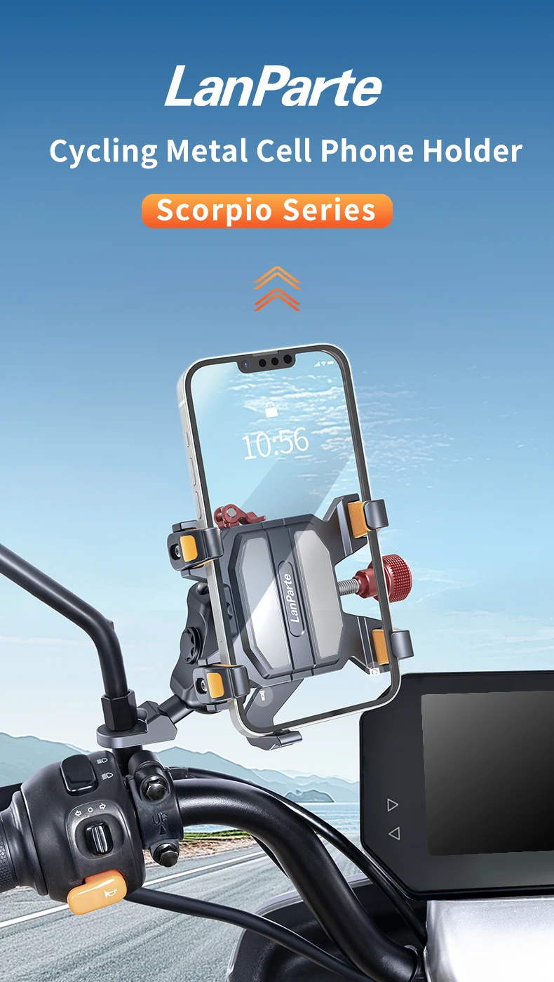 Metal Alloy Shockproof Motorcycle Phone Holder Vibration Dampener 360 Rotation Motorbike Bicycle Bike Scooter Phone Stand Mount