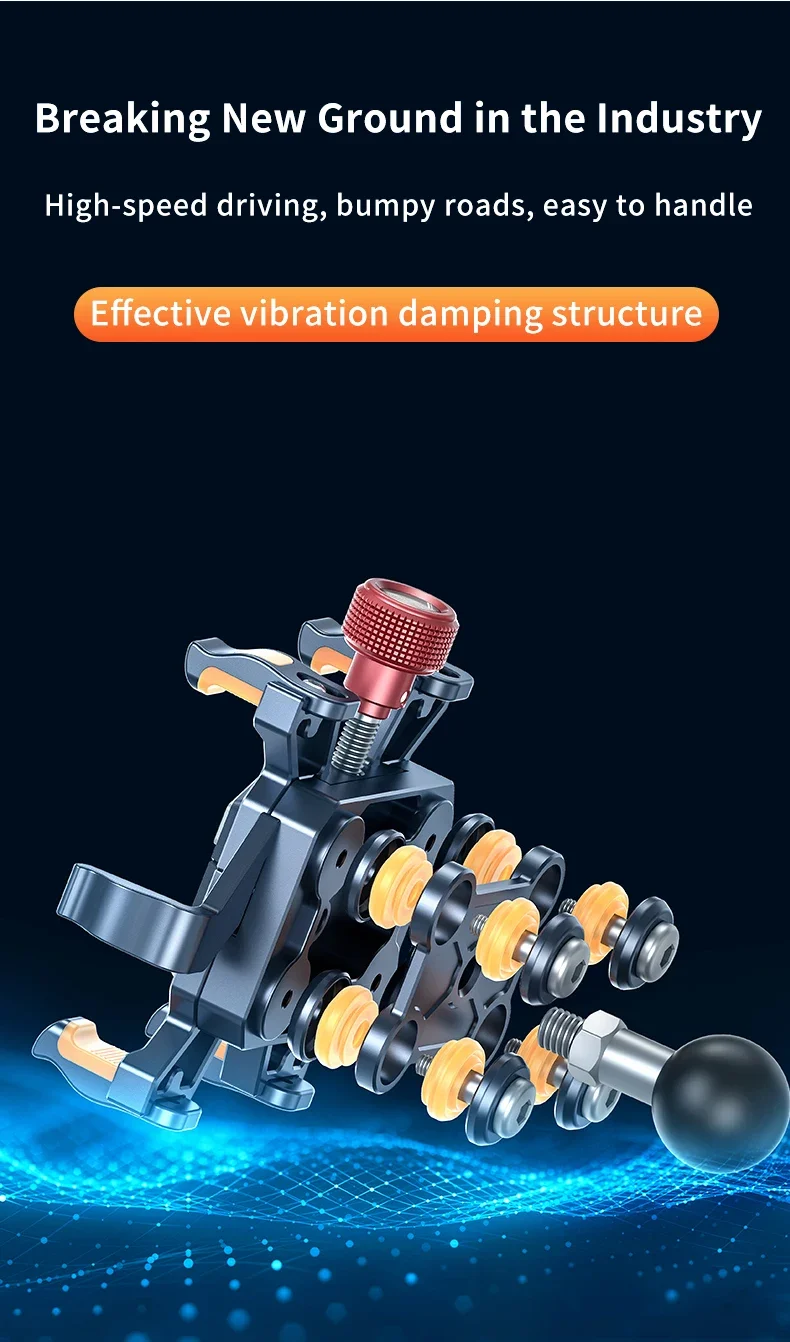Metal Alloy Shockproof Motorcycle Phone Holder Vibration Dampener 360 Rotation Motorbike Bicycle Bike Scooter Phone Stand Mount