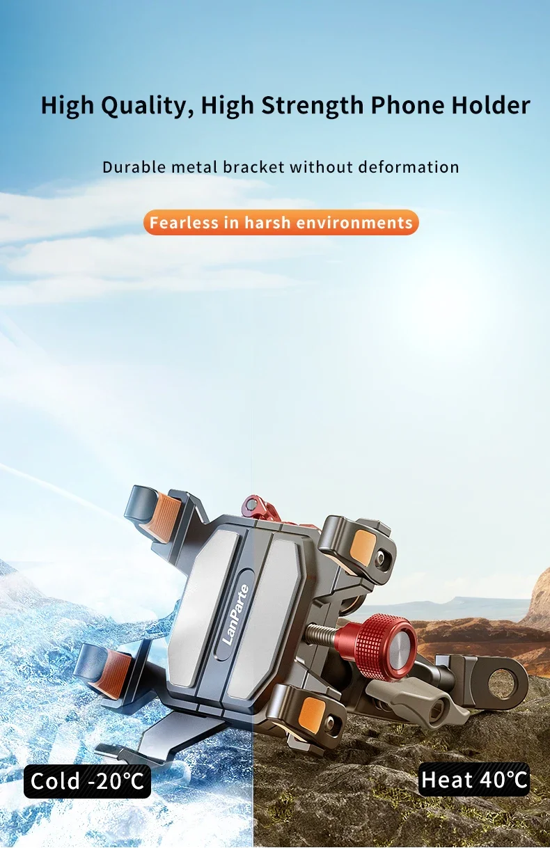 Metal Alloy Shockproof Motorcycle Phone Holder Vibration Dampener 360 Rotation Motorbike Bicycle Bike Scooter Phone Stand Mount