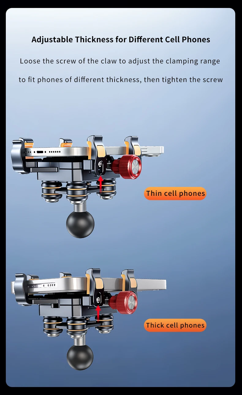 Metal Alloy Shockproof Motorcycle Phone Holder Vibration Dampener 360 Rotation Motorbike Bicycle Bike Scooter Phone Stand Mount