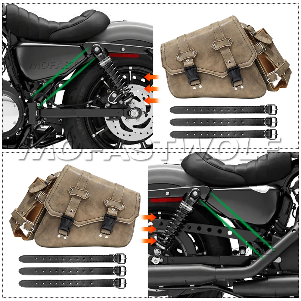 Motorcycle Swing Arm Bags Swingarm Bag Waterproof Saddlebag for Softail Standard Dyna Low Rider Sport Glide Left Side Solo Bags