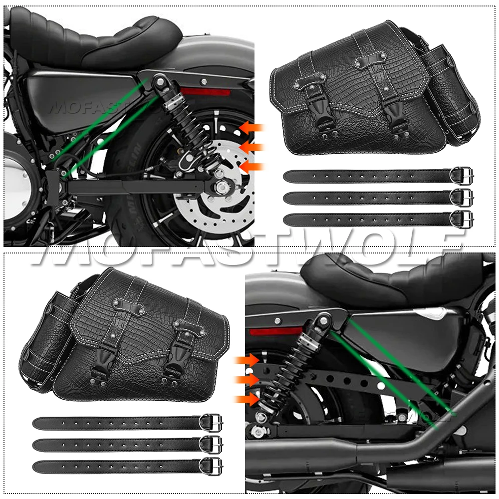 Motorcycle Swing Arm Bags Swingarm Bag Waterproof Saddlebag for Softail Standard Dyna Low Rider Sport Glide Left Side Solo Bags