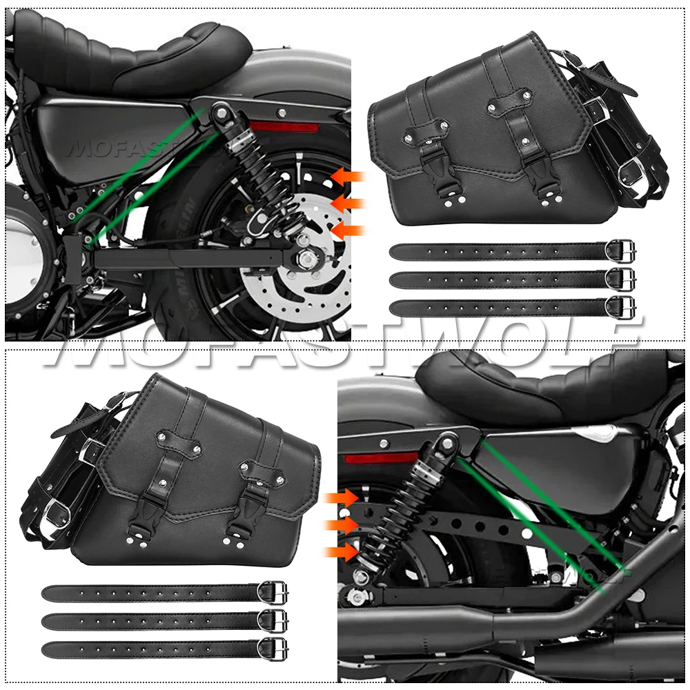 Motorcycle Swing Arm Bags Swingarm Bag Waterproof Saddlebag for Softail Standard Dyna Low Rider Sport Glide Left Side Solo Bags