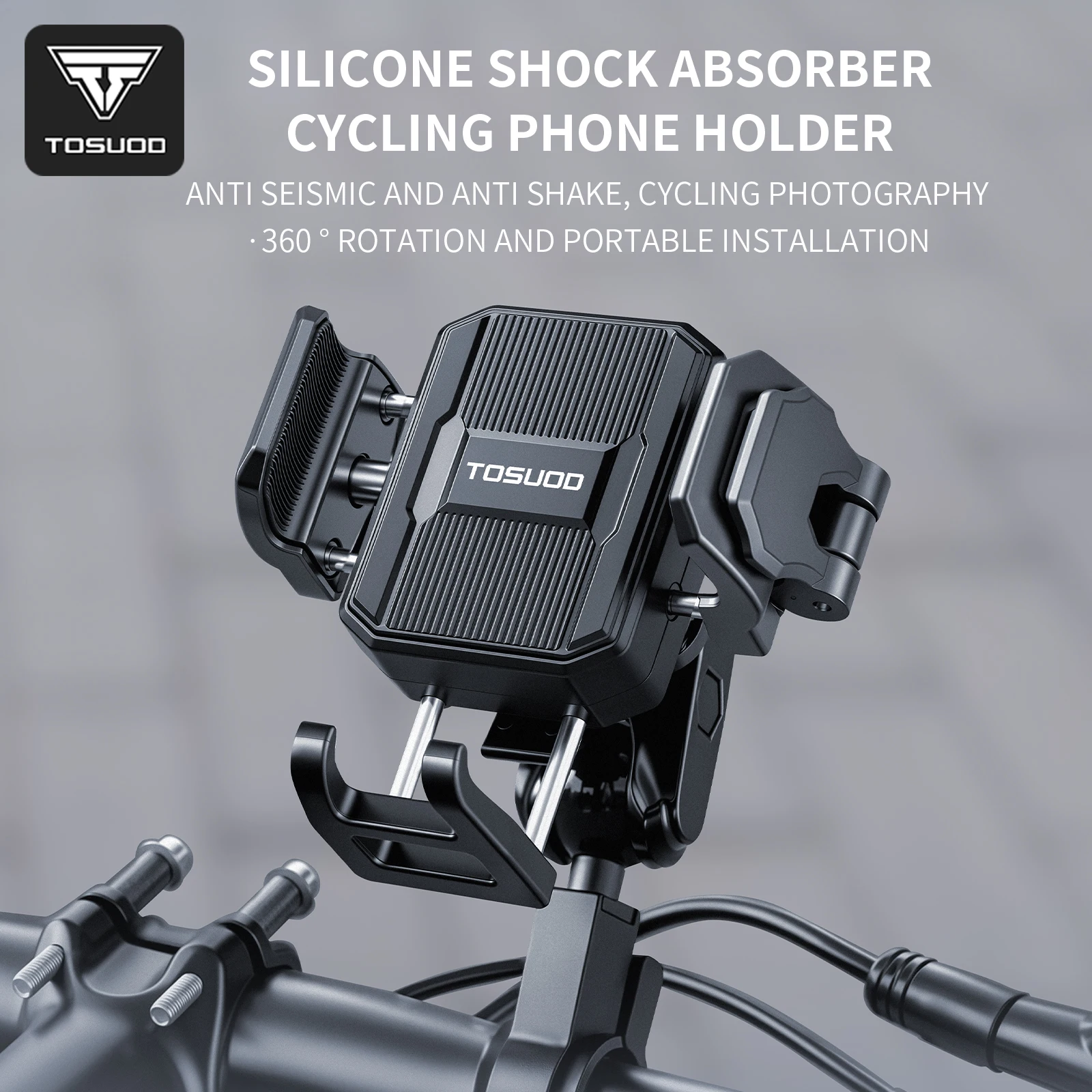 TOSUOD Bike Phone Holder 360° View Bicycle Phone Holder Stand Motorcycle Shockproof Phone Bracket
