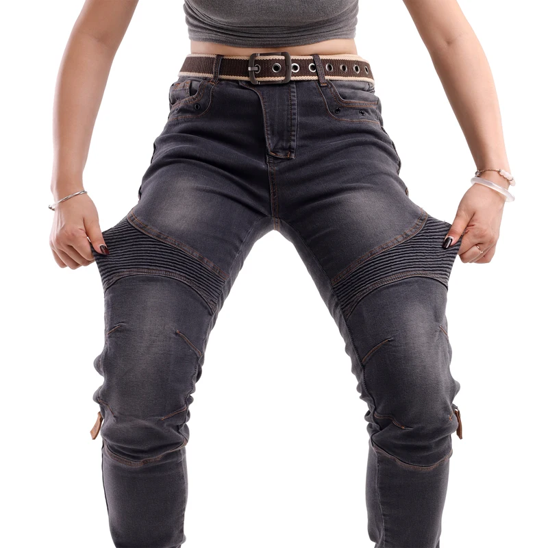 Kevlar Motorcycle Jeans Women Windproof Abrasion Resistant Protective Trousers Blue Off Road Riding Pants Four Seasons