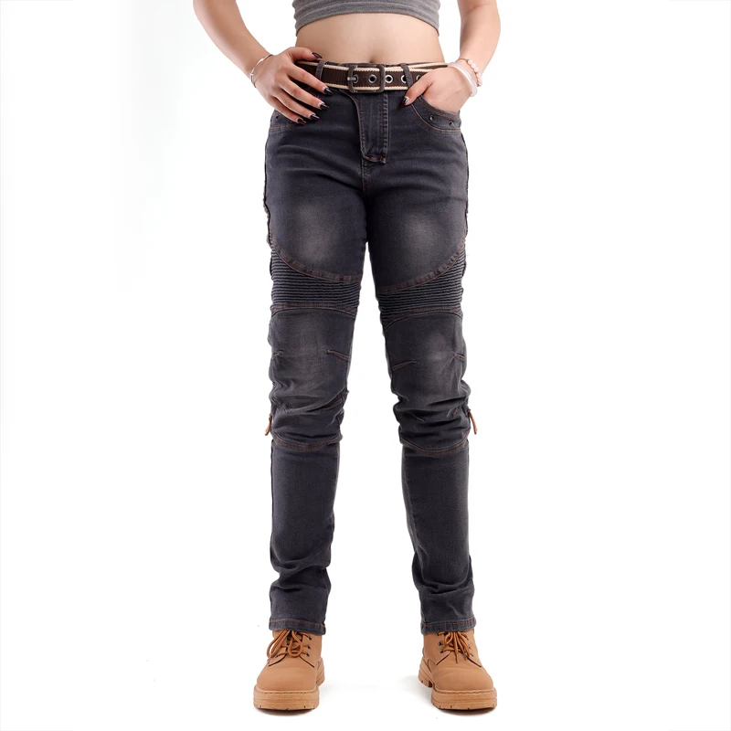 Kevlar Motorcycle Jeans Women Windproof Abrasion Resistant Protective Trousers Blue Off Road Riding Pants Four Seasons