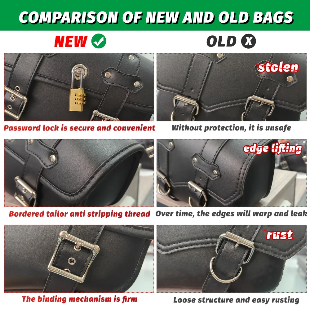 Universal Waterproof Motorcycle Side Bag Retro Motorbike Tail Bag Hanging Storage for Electric Vehicles Rear Seat