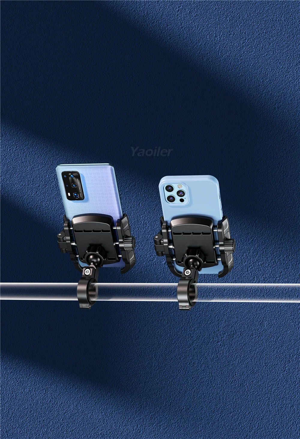 Motorcycle Bike Phone Holder Upgrade Anti Vibration Dual Clamp Handlebar or Mirror Fits Bar 0.87-1.25in Scooter Bike E-Scooters