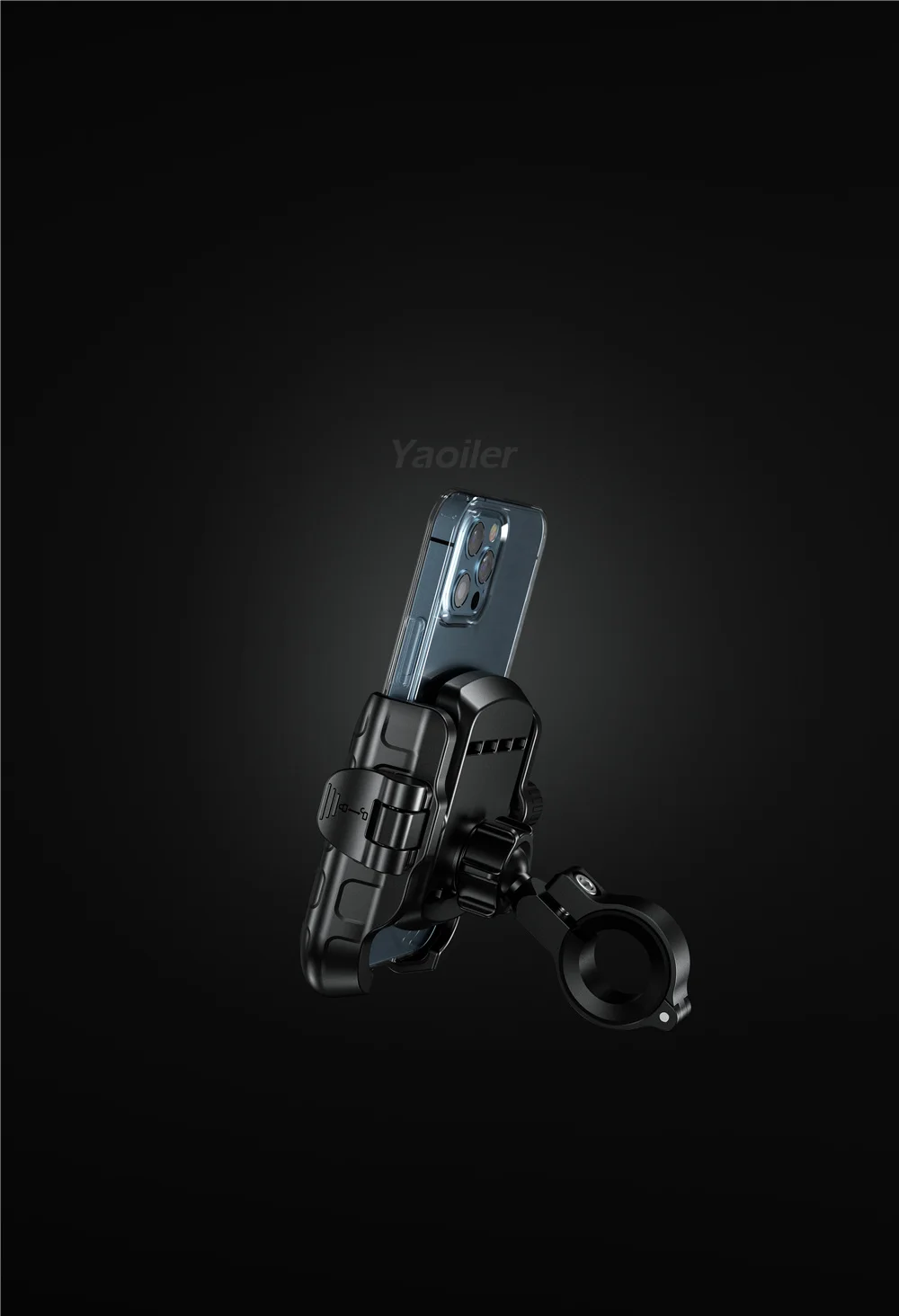 Motorcycle Bike Phone Holder Upgrade Anti Vibration Dual Clamp Handlebar or Mirror Fits Bar 0.87-1.25in Scooter Bike E-Scooters