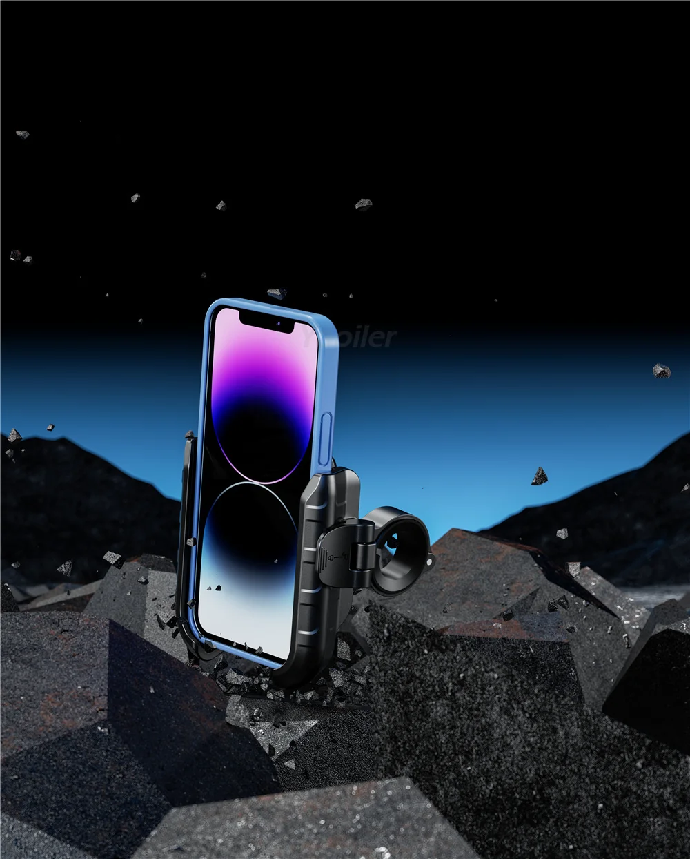 Motorcycle Bike Phone Holder Upgrade Anti Vibration Dual Clamp Handlebar or Mirror Fits Bar 0.87-1.25in Scooter Bike E-Scooters