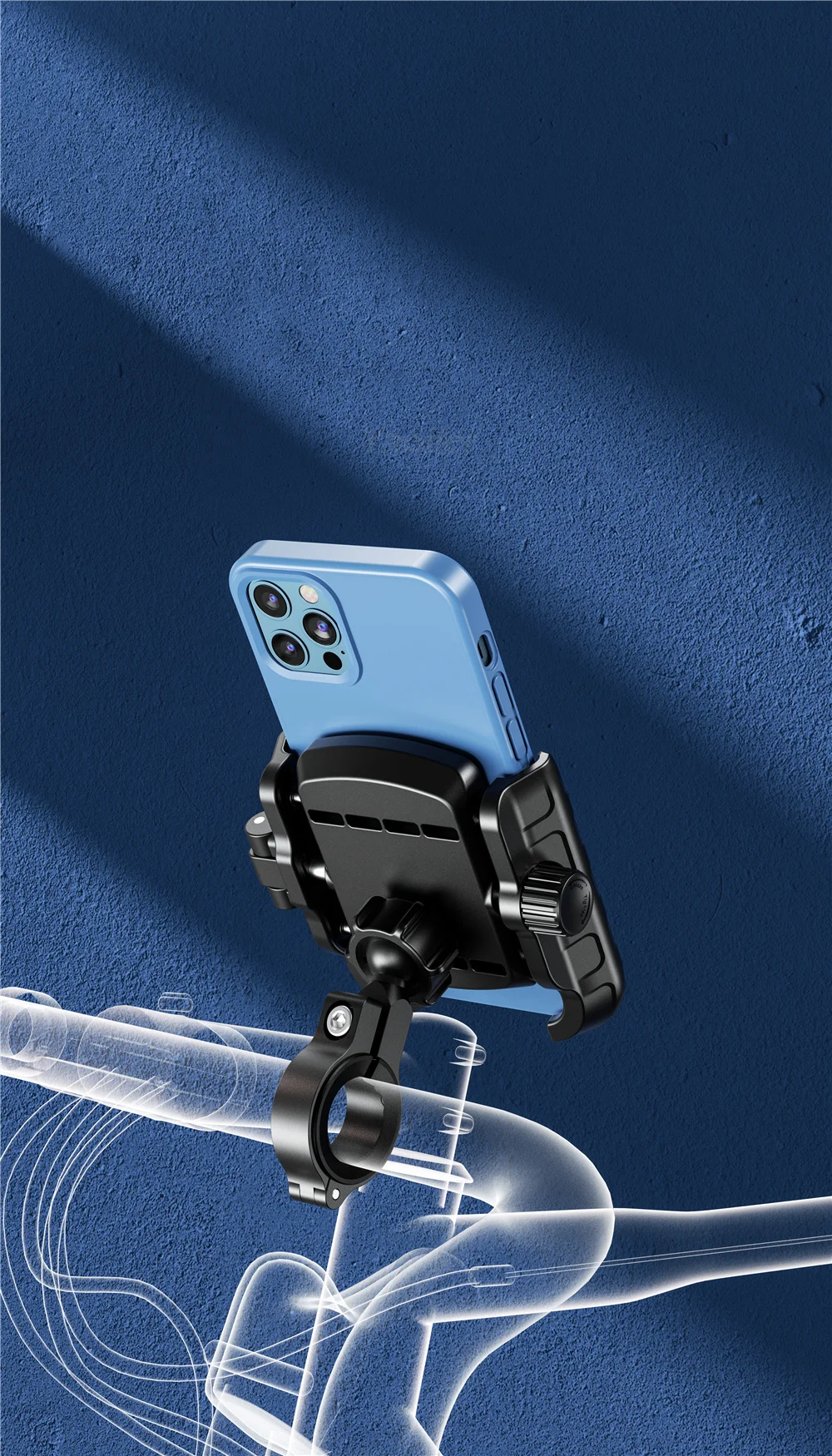 Motorcycle Bike Phone Holder Upgrade Anti Vibration Dual Clamp Handlebar or Mirror Fits Bar 0.87-1.25in Scooter Bike E-Scooters