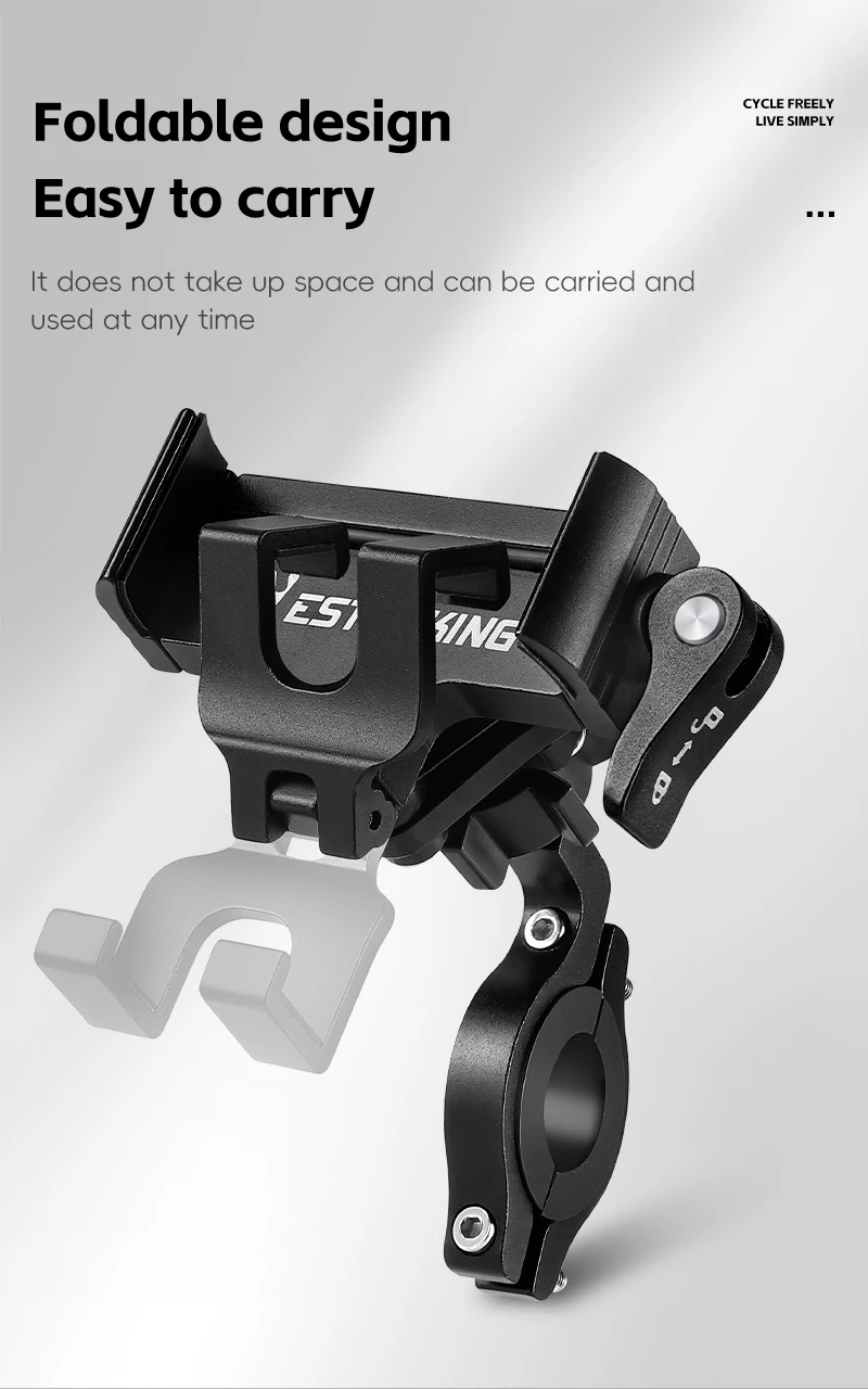 WEST BIKING 360° Rotation Bicycle Phone Holder Aluminum Handlebar Bike Phone Mount Adjustable Non-Slip For 65-90MM Phone Bracket