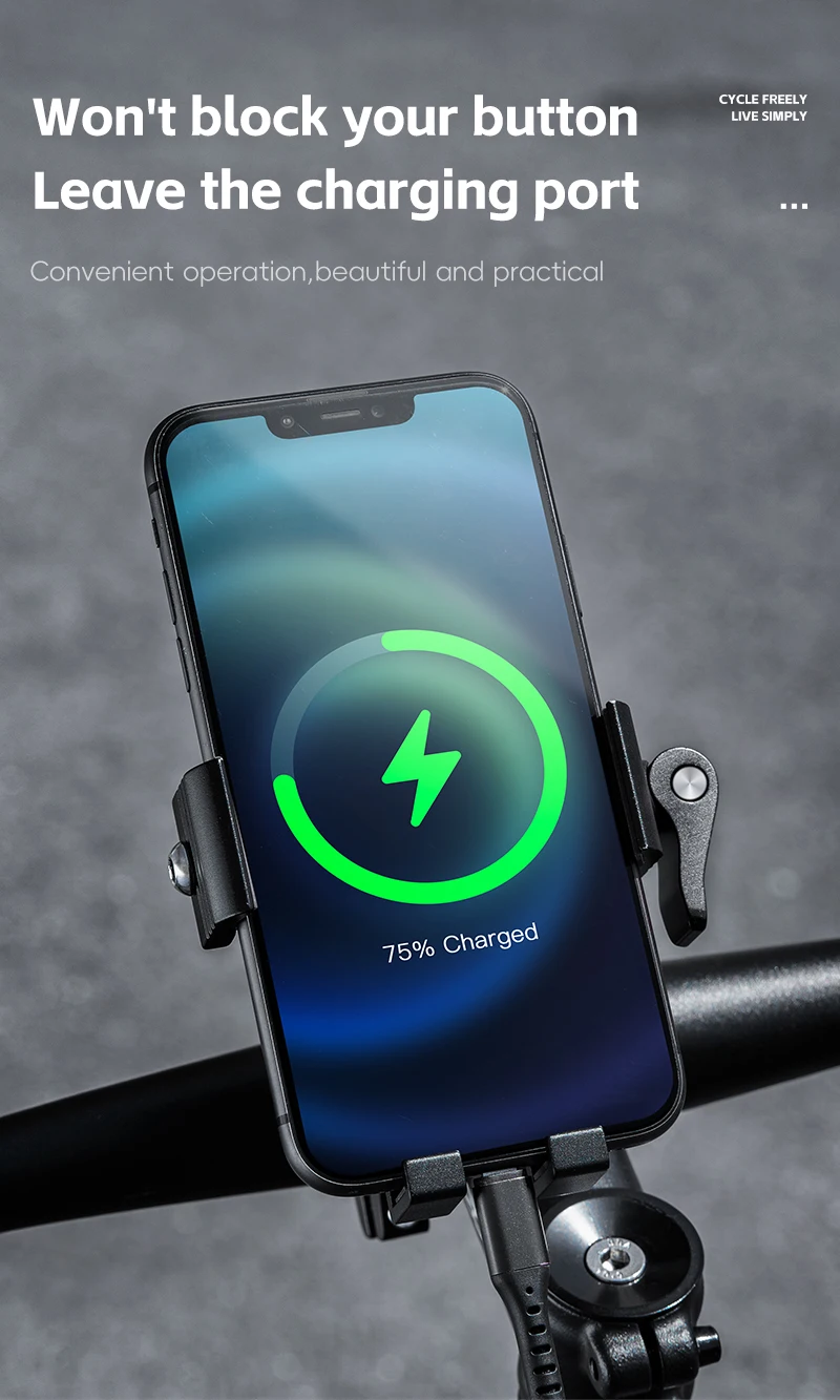 WEST BIKING 360° Rotation Bicycle Phone Holder Aluminum Handlebar Bike Phone Mount Adjustable Non-Slip For 65-90MM Phone Bracket