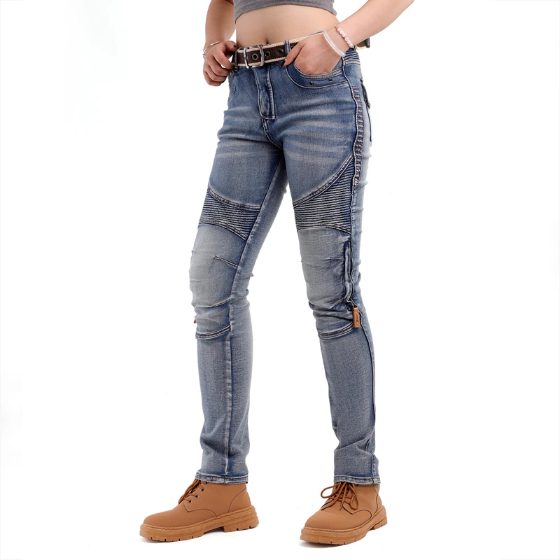 Kevlar Motorcycle Jeans Women Windproof Abrasion Resistant Riding Pants Four Seasons Protective Trousers Black Off Road