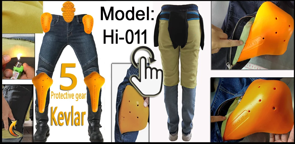 Kevlar Motorcycle Jeans Women Windproof Abrasion Resistant Riding Pants Four Seasons Protective Trousers Black Off Road