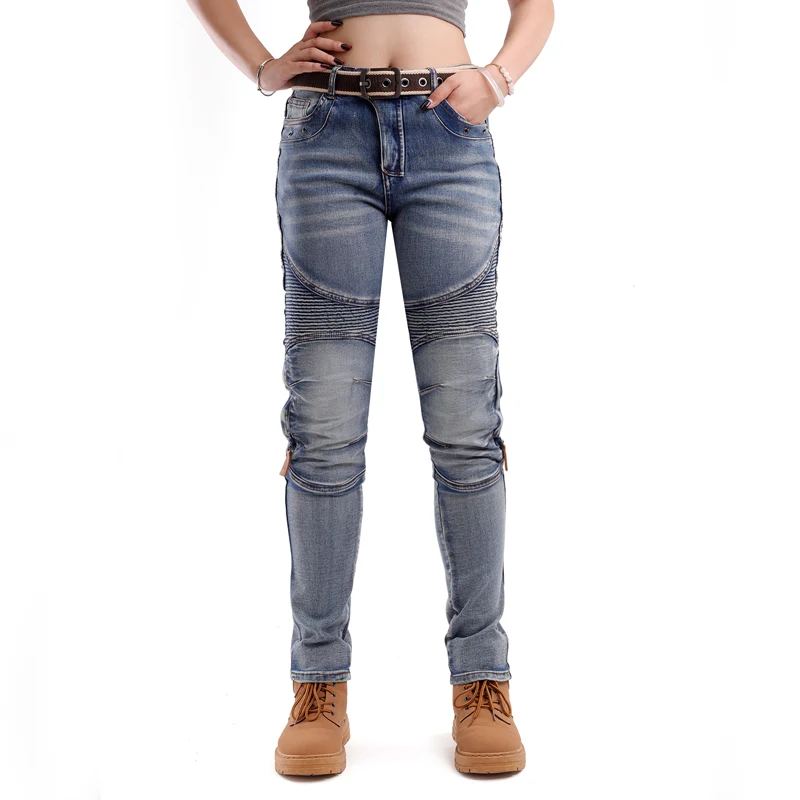 Kevlar Motorcycle Jeans Women Windproof Abrasion Resistant Riding Pants Four Seasons Protective Trousers Black Off Road