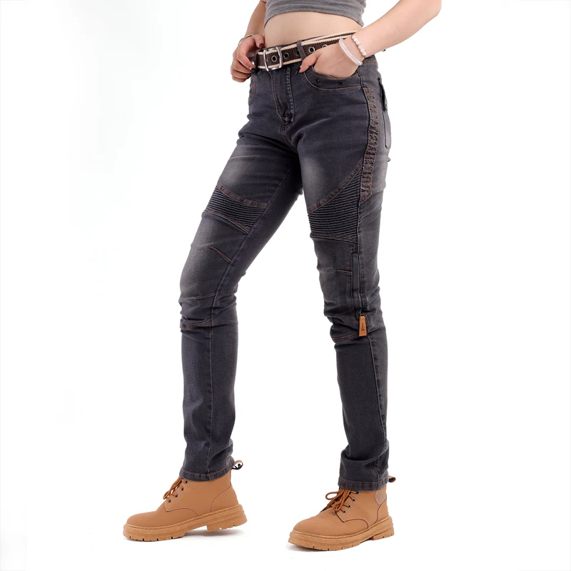 Kevlar Motorcycle Jeans Women Windproof Abrasion Resistant Riding Pants Four Seasons Protective Trousers Black Off Road