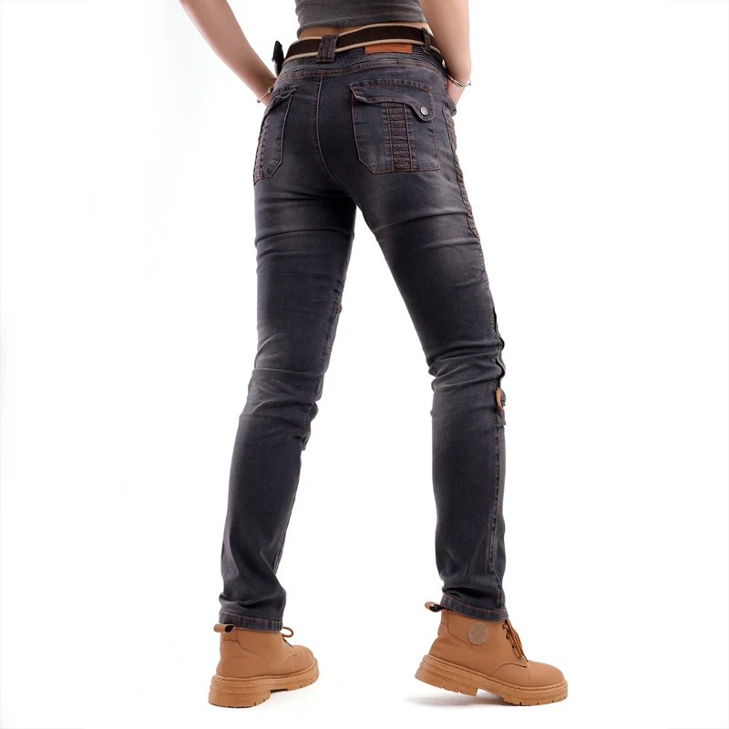 Kevlar Motorcycle Jeans Women Windproof Abrasion Resistant Riding Pants Four Seasons Protective Trousers Black Off Road