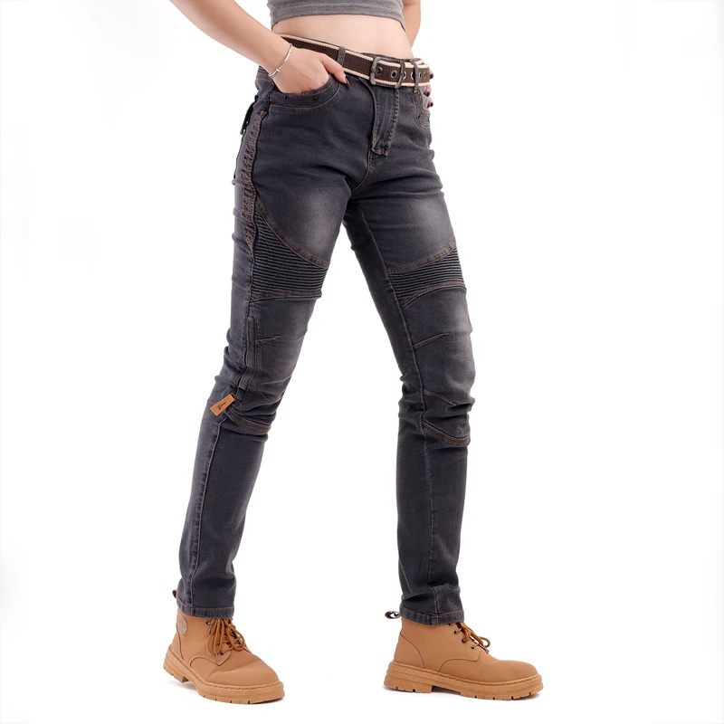 Kevlar Motorcycle Jeans Women Windproof Abrasion Resistant Riding Pants Four Seasons Protective Trousers Black Off Road