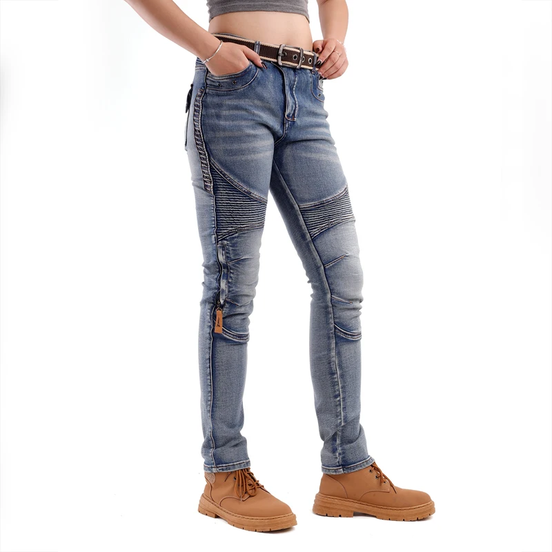 Kevlar Motorcycle Jeans Women Windproof Abrasion Resistant Riding Pants Four Seasons Protective Trousers Black Off Road