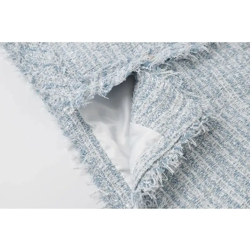 French White Tweed Crop Jacket for Women 2026 Autumn Elegant Slimming Decor Button Coat Woman Round Neck Long Sleeve Outerwear