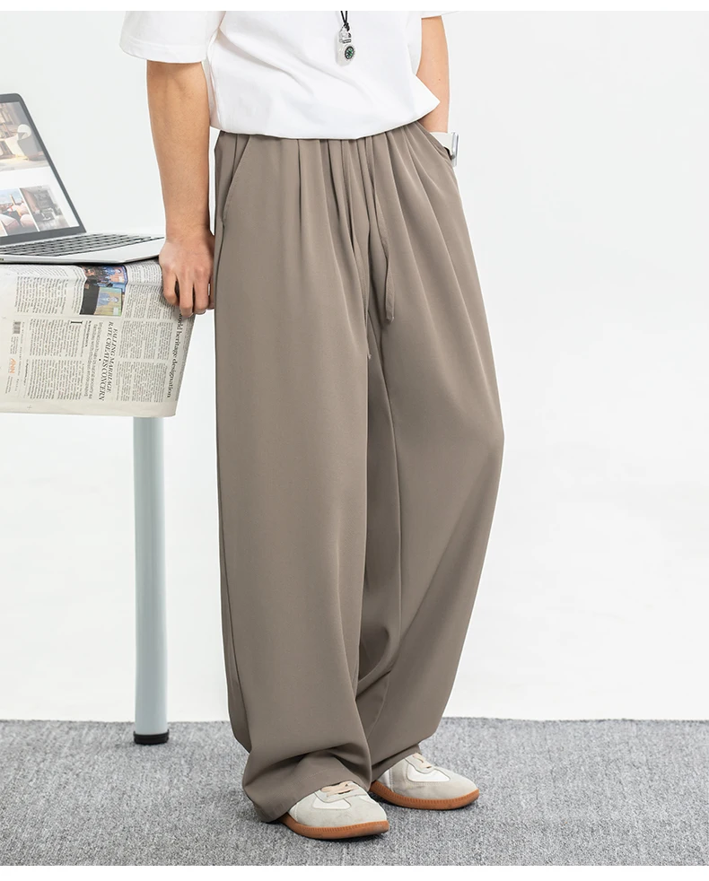 Men's Breathable Cooling Casual Trousers for Spring/Summer 2025 straight-leg loose good drape wrinkle-resistant Pants