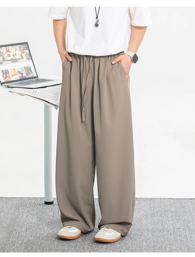 Men's Breathable Cooling Casual Trousers for Spring/Summer 2025 straight-leg loose good drape wrinkle-resistant Pants