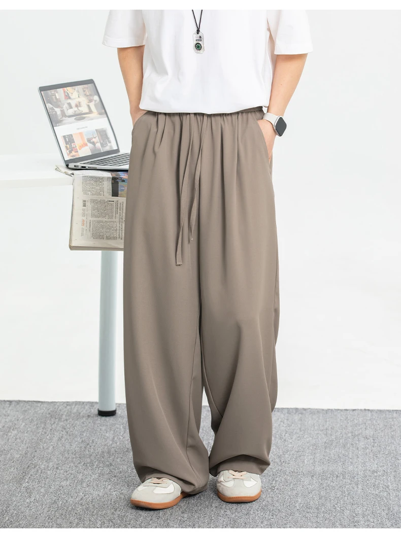 Men's Breathable Cooling Casual Trousers for Spring/Summer 2025 straight-leg loose good drape wrinkle-resistant Pants