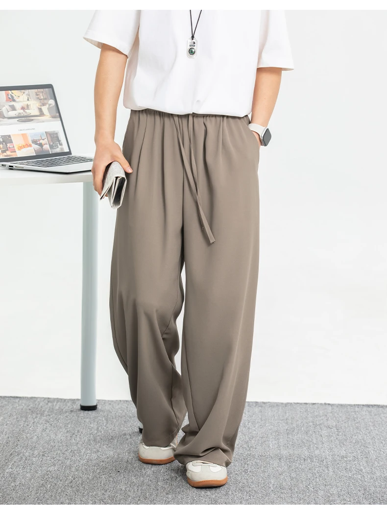 Men's Breathable Cooling Casual Trousers for Spring/Summer 2025 straight-leg loose good drape wrinkle-resistant Pants