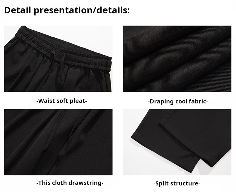 Men's Breathable Cooling Casual Trousers for Spring/Summer 2025 straight-leg loose good drape wrinkle-resistant Pants