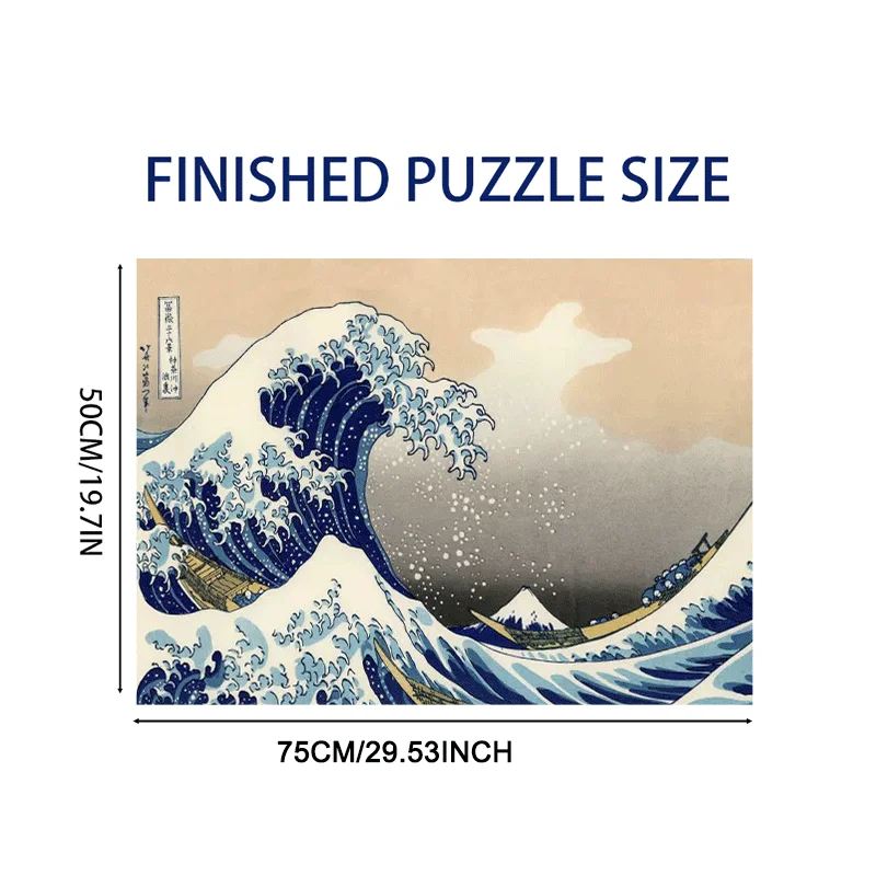 The Great Wave off Kanagawa 1000 Piece Puzzle for Adults 29.53 x 19.7 Inch Large Finished Size Famous Japanese Art Poster Puzzle