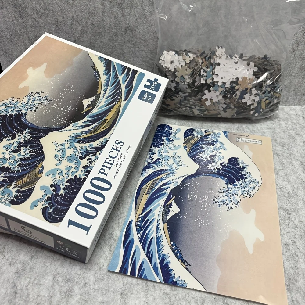 The Great Wave off Kanagawa 1000 Piece Puzzle for Adults 29.53 x 19.7 Inch Large Finished Size Famous Japanese Art Poster Puzzle