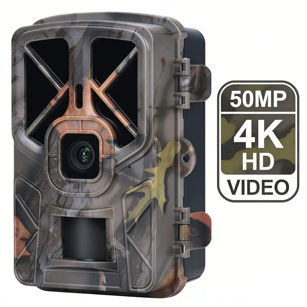 Outdoor 50MP 4K Trail Game Camera Night Vision 940nm IR LEDs IP66 Waterproof Monitor for Scouting Hunting Wildlife Observation