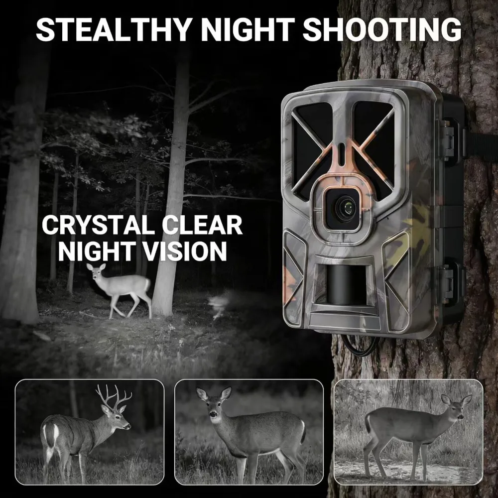 Outdoor 50MP 4K Trail Game Camera Night Vision 940nm IR LEDs IP66 Waterproof Monitor for Scouting Hunting Wildlife Observation