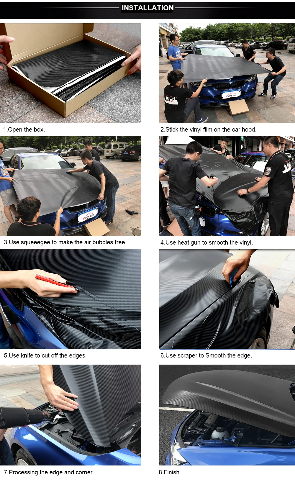 152cm*200cm 4D Carbon Fiber Vinyl Film Car Styling Wrapping Sheet Roll Film Automobiles DIY Car Hood Roof Stickers Accessories