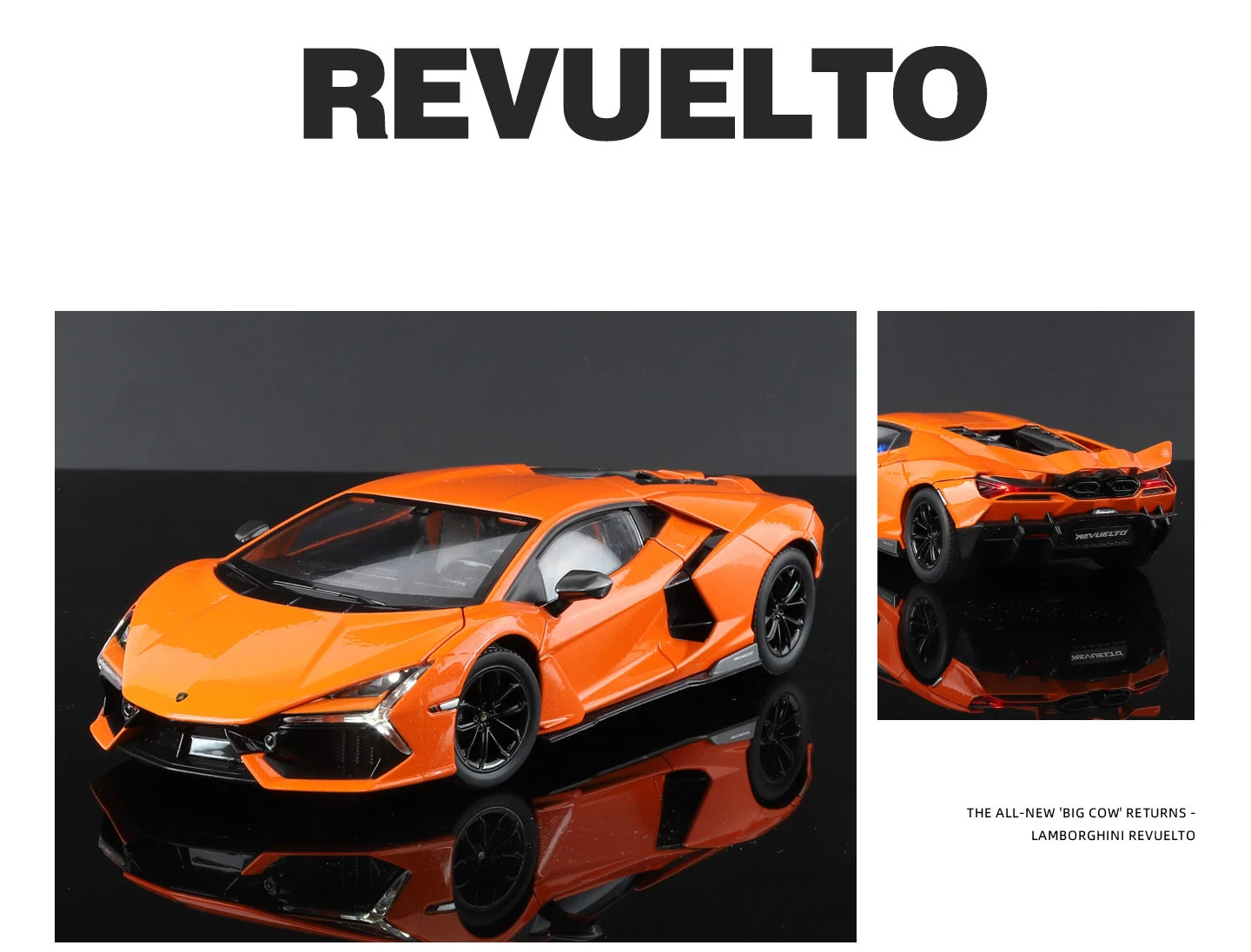 1:24 Lamborghini Revuelto Supercar Alloy Car Model Sound and Light Pull Back Car Model Collectibles Birthday Gift