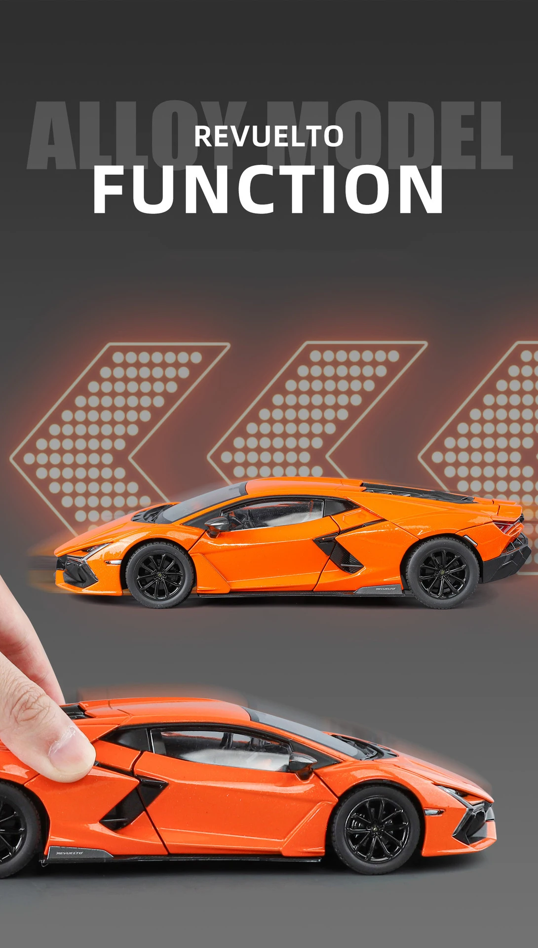 1:24 Lamborghini Revuelto Supercar Alloy Car Model Sound and Light Pull Back Car Model Collectibles Birthday Gift