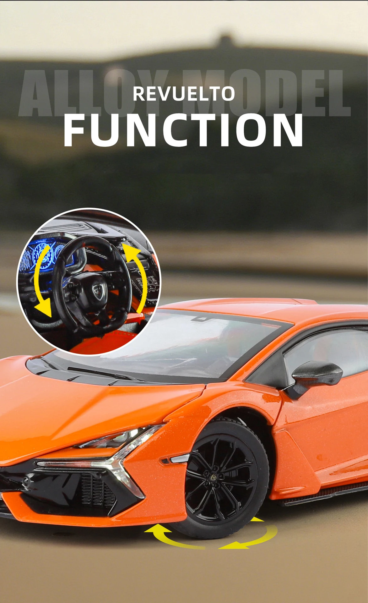 1:24 Lamborghini Revuelto Supercar Alloy Car Model Sound and Light Pull Back Car Model Collectibles Birthday Gift