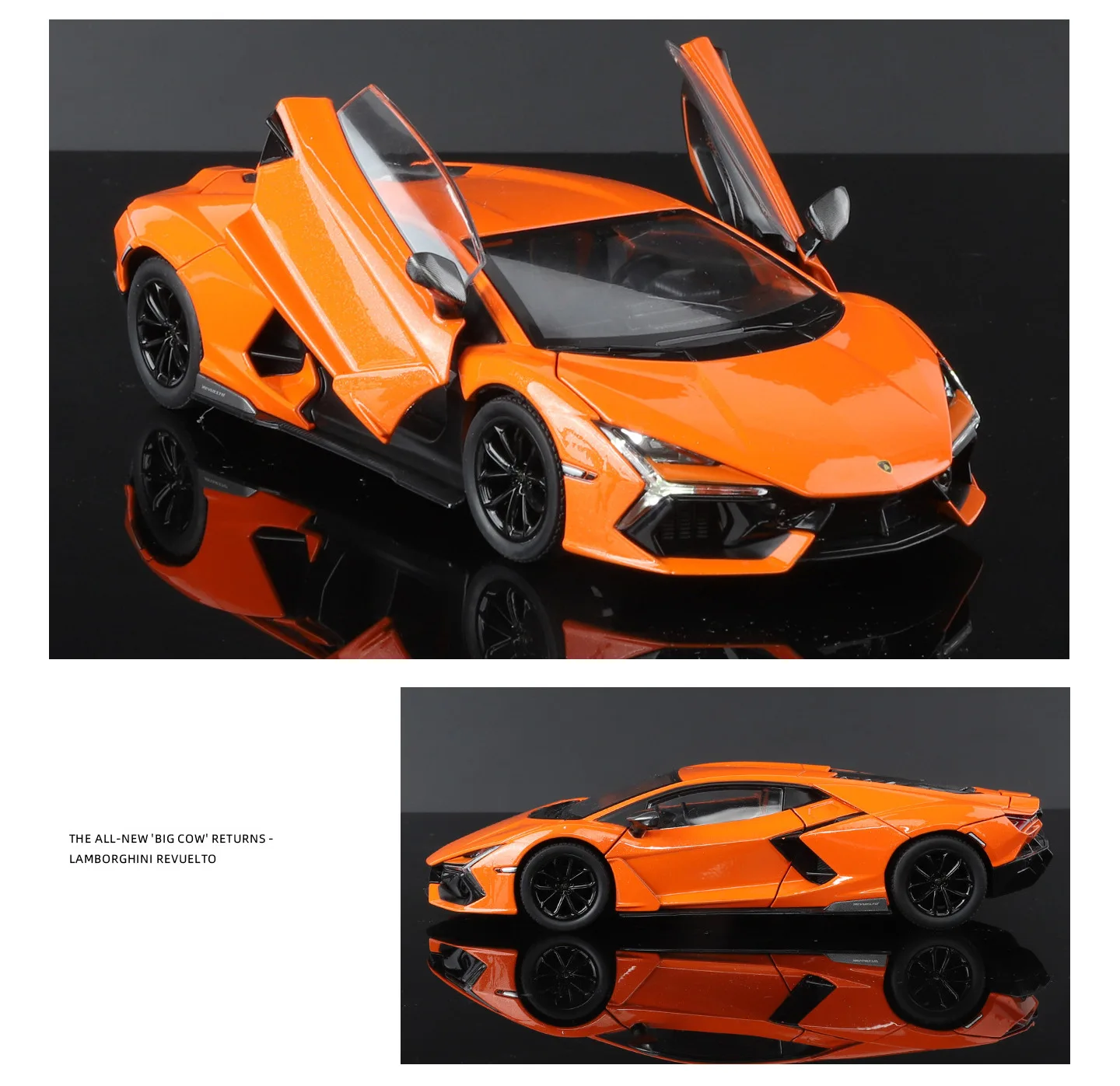 1:24 Lamborghini Revuelto Supercar Alloy Car Model Sound and Light Pull Back Car Model Collectibles Birthday Gift