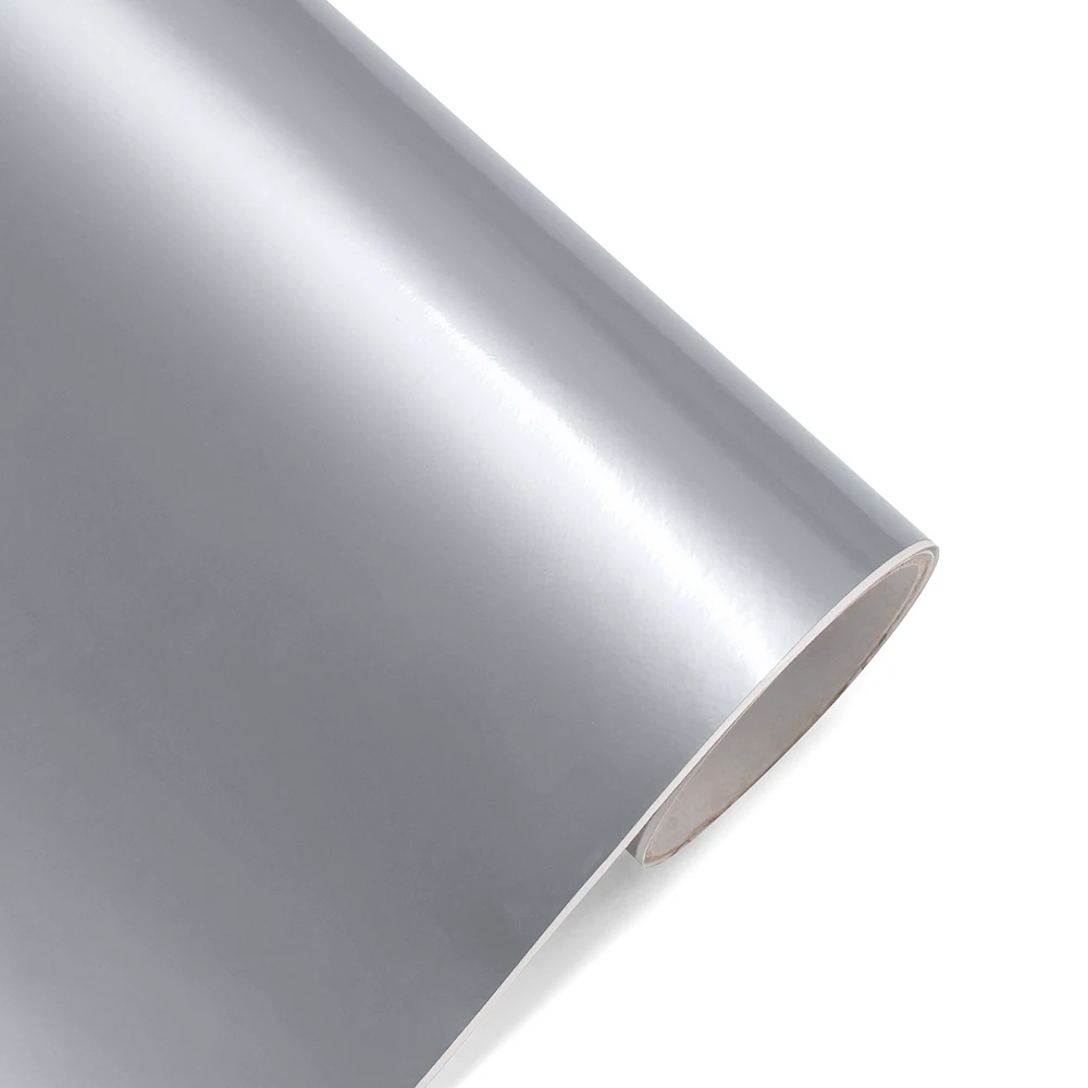Glossy Silver Car Sticker Color Change Vinyl Film Bubble Free PVC Film Car Wrapping Decal Car Accessories Auto Decoration