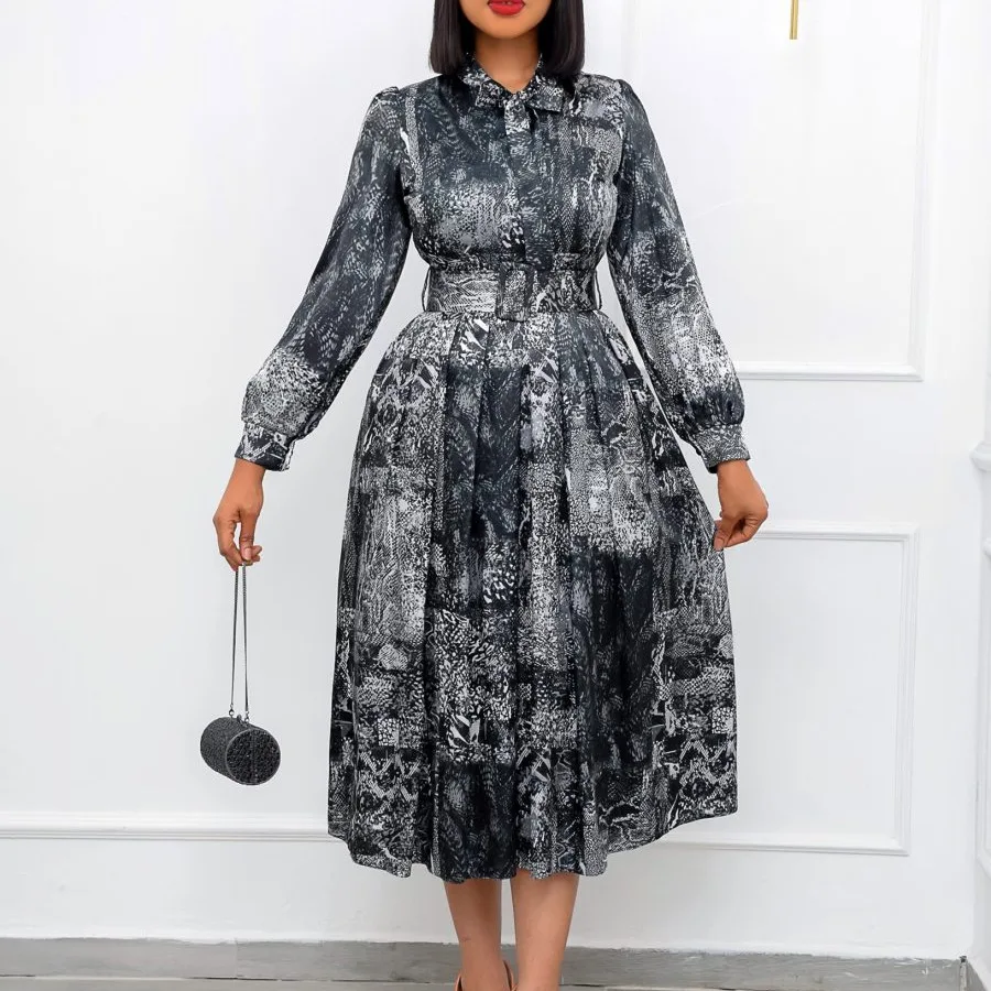 African Dress For Women Fashion Dashiki Pleated Vestidos 2022 Spring Summer New Arrival Robe Elegant African Party Midi Dress