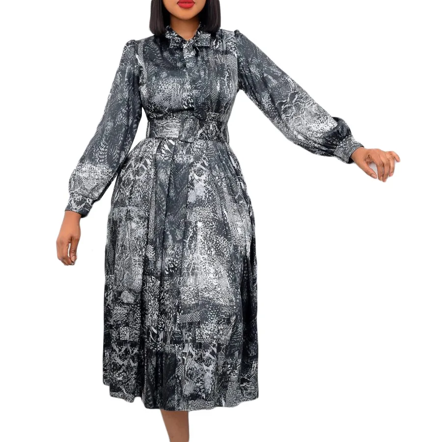 African Dress For Women Fashion Dashiki Pleated Vestidos 2022 Spring Summer New Arrival Robe Elegant African Party Midi Dress