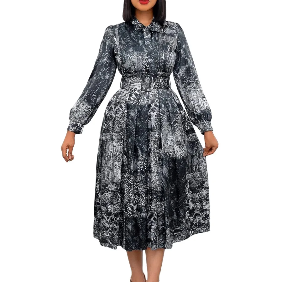 African Dress For Women Fashion Dashiki Pleated Vestidos 2022 Spring Summer New Arrival Robe Elegant African Party Midi Dress