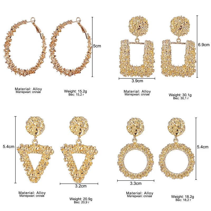Exquisite Vintage Clips Earrings for Women Gold Silver Color Geometric Statement Clip on Earrings No Pierced Charm Earrings